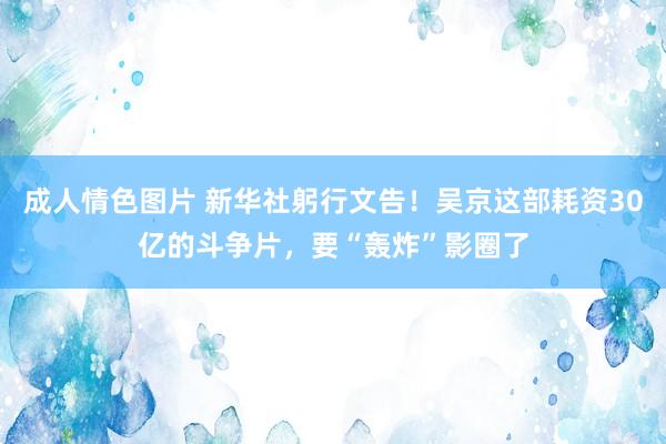 成人情色图片 新华社躬行文告！吴京这部耗资30亿的斗争片，要“轰炸”影圈了