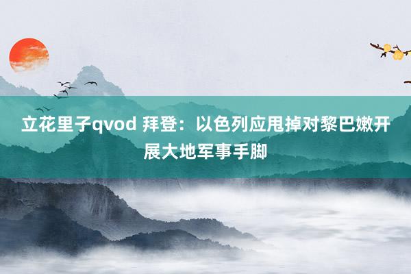 立花里子qvod 拜登：以色列应甩掉对黎巴嫩开展大地军事手脚