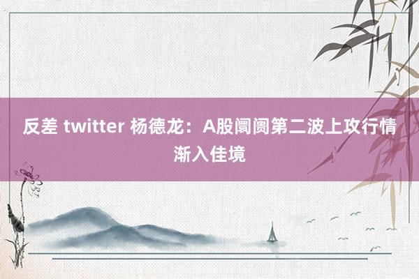 反差 twitter 杨德龙：A股阛阓第二波上攻行情渐入佳境